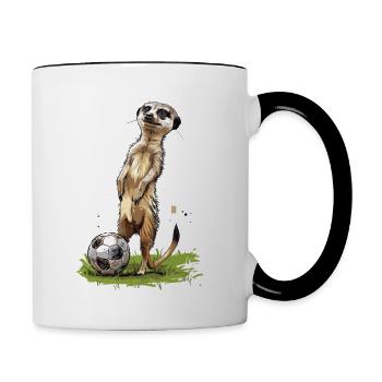 Fußball Erdmännchen Meerkat suricata de futbol - Tasse zweifarbig - Weiß/Schwarz - Rechts