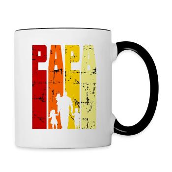 Papa 3 Kinder stolzer - Tasse zweifarbig - Weiß/Schwarz - Rechts