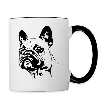 Tête de Bouledogue Français - Mug contrasté - blanc/noir - Droite