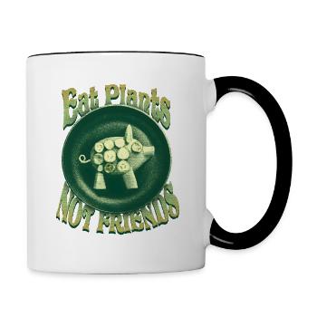 Mangez des plantes, pas des amis - Mug contrasté - blanc/noir - Droite