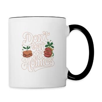 Don't Eat My Homies Tierschutz Veganer - Tasse zweifarbig - Weiß/Schwarz - Rechts