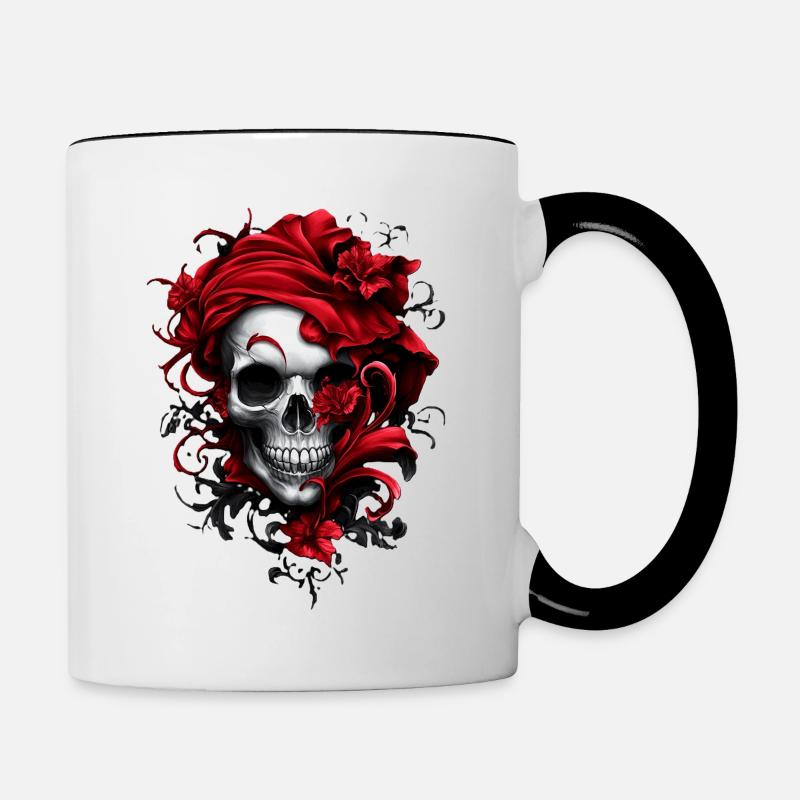 Stylish skull - Contrasting Mug - white/black