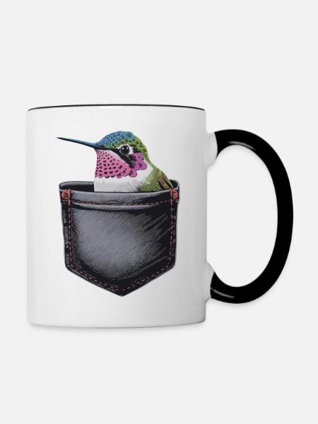 Kolibri - Tasse zweifarbig - Weiß/Schwarz