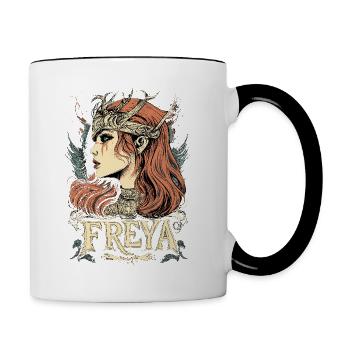 Freya Bouclier Jeune Fille Vikings Viking Odin Edda - Mug contrasté - blanc/noir - Droite