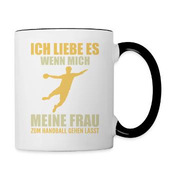 Handballer Handball Geschenk - Tasse zweifarbig - Weiß/Schwarz - Rechts