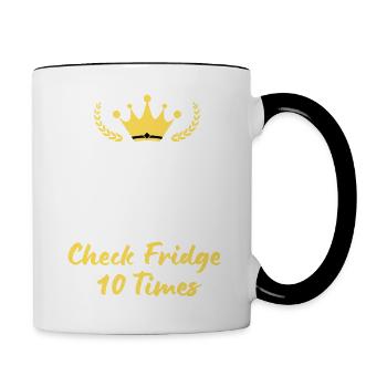 "Keep Calm and Check Fridge 10 Times" - Contrasting Mug - white/black - Right