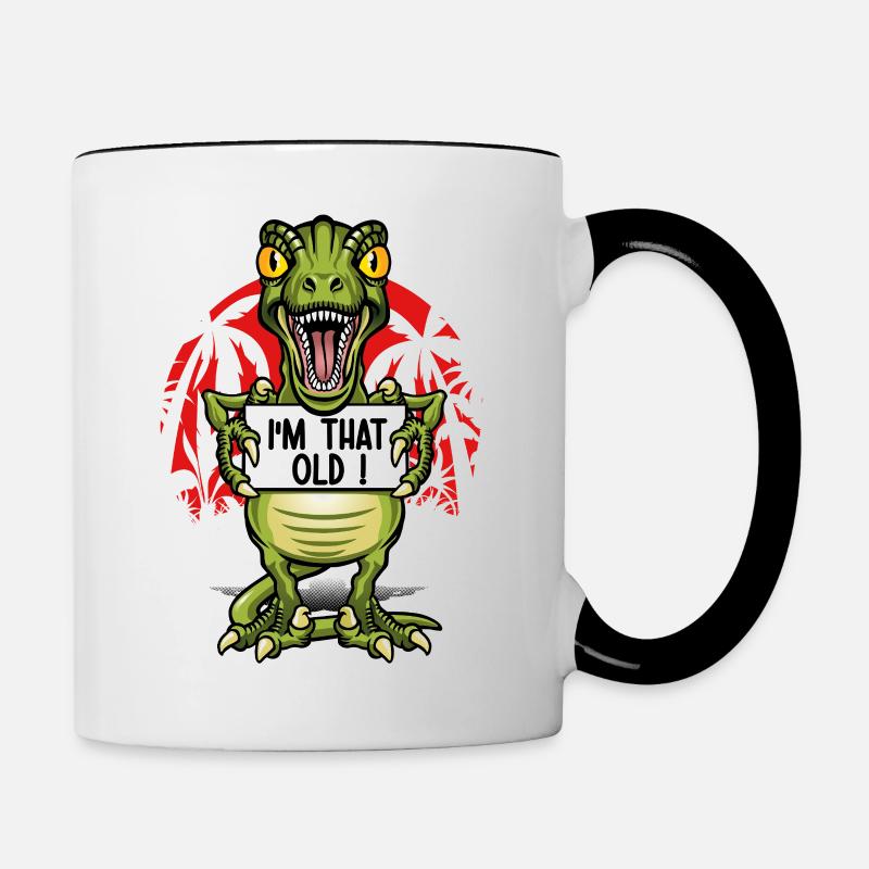 Ich bin ein alter Dinosaurier - Tasse zweifarbig - Weiß/Schwarz