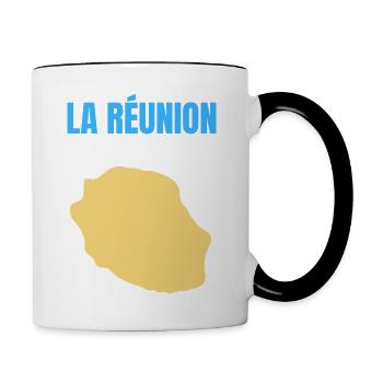 T-Shirt mit goldener Karte auf der Insel La Réunion - Tasse zweifarbig - Weiß/Schwarz - Rechts