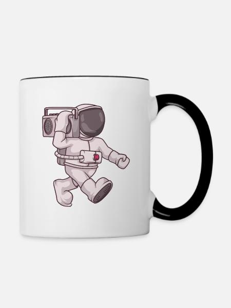 Astronauten-Ghettoblaster - Tasse zweifarbig - Weiß/Schwarz