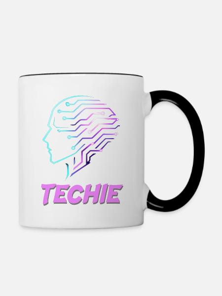 Neon Kopf Schaltkreis Techie - Tasse zweifarbig - Weiß/Schwarz