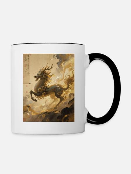 Jade Dawn: Qilin – Heiliges Omen - Tasse zweifarbig - Weiß/Schwarz