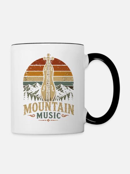  Hackbrett Dulcimer-Musiker Zupfinstrument - Tasse zweifarbig - Weiß/Schwarz