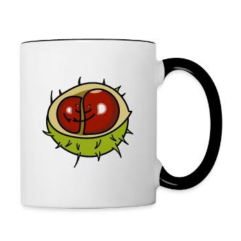 Kastanie Paar Liebe - Tasse zweifarbig - Weiß/Schwarz - Rechts