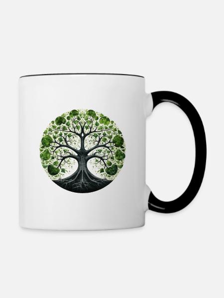Baum des Lebens Spirituell Lebensbaum Yggdrasil - Tasse zweifarbig - Weiß/Schwarz