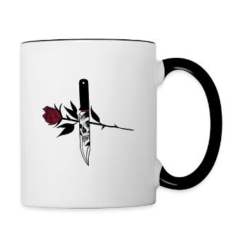 Rose & Couteau - Mug contrasté - blanc/noir - Droite