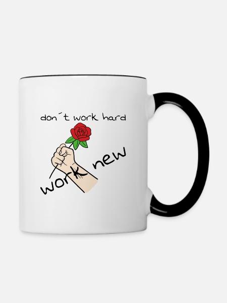 Work New - Tasse zweifarbig - Weiß/Schwarz