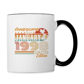 Cadeau d’anniversaire - né en janvier 1998 - Mug contrasté - blanc/noir - Droite