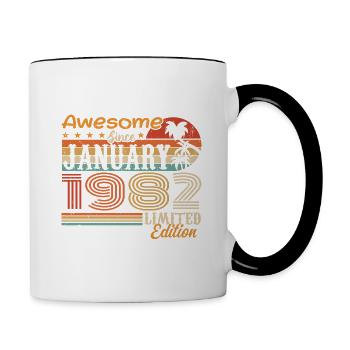 Birthday Gift - Born in January 1982 - Contrasting Mug - white/black - Right