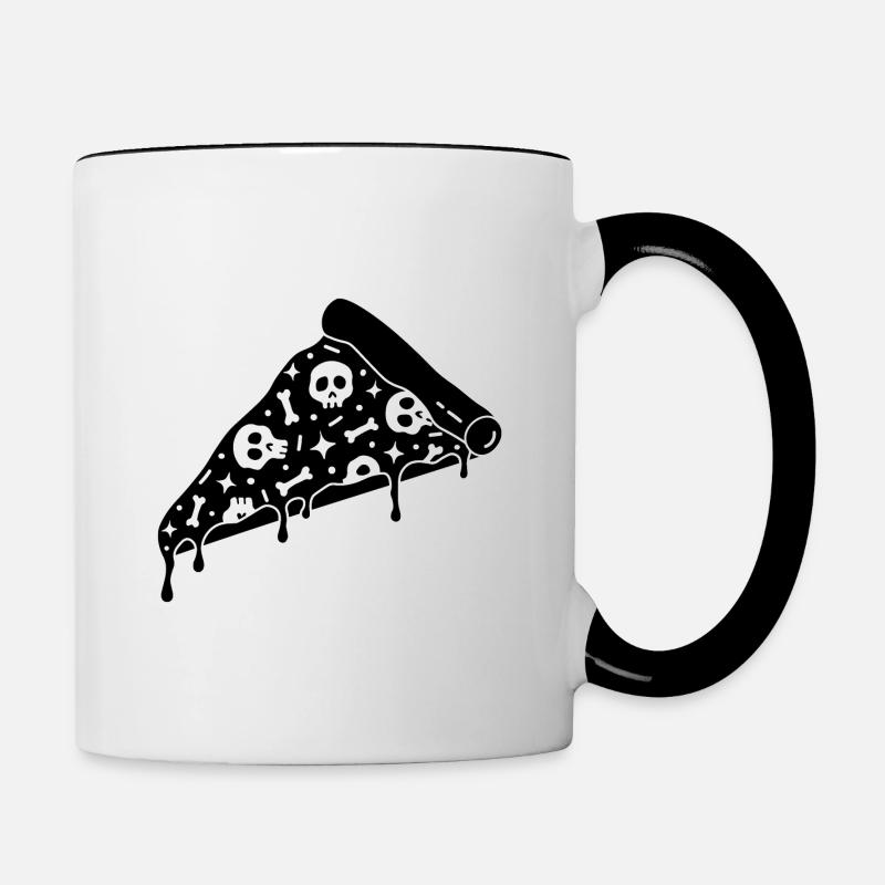 Pizza têtes de mort - Mug contrasté - blanc/noir
