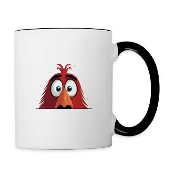 Hahn Peeking Niedliche Entzückende Lustige Tier Karikatur - Tasse zweifarbig - Weiß/Schwarz - Rechts