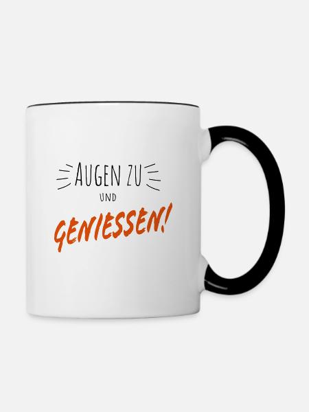Genuss - Tasse zweifarbig - Weiß/Schwarz