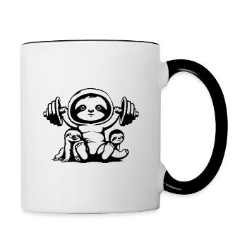 inspiredby.Faultier mit Kraft - Tasse zweifarbig - Weiß/Schwarz - Rechts