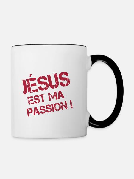 jesus ist meine Leidenschaft - Tasse zweifarbig - Weiß/Schwarz