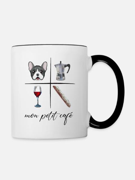 mon petit café - Tasse zweifarbig - Weiß/Schwarz