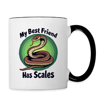 Mein bester Freund hat Schuppen Schlangenliebhaber - Tasse zweifarbig - Weiß/Schwarz - Rechts