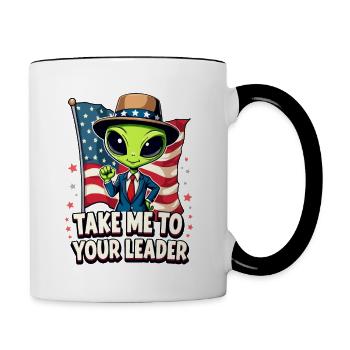 Emmenez-moi à votre leader USA Patriot Alien - Mug contrasté - blanc/noir - Droite