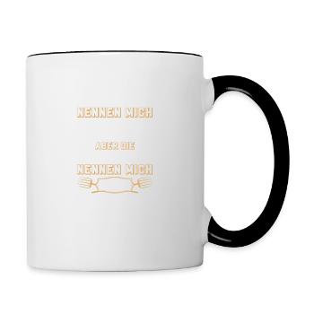 Bauer Landwirt Vater Papa Traktor Kuh Geschenk - Tasse zweifarbig - Weiß/Schwarz - Rechts