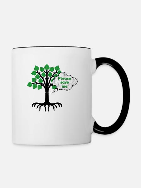Waldrodung Baum Abholzung - Tasse zweifarbig - Weiß/Schwarz