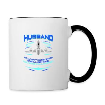 Flugbegleiter Stewardess Flugbegleiterin Steward - Tasse zweifarbig - Weiß/Schwarz - Rechts