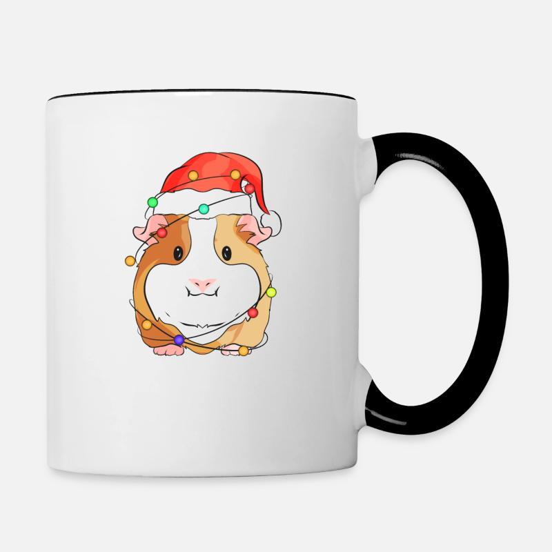 Amoureux des animaux de compagnie de Noël de cochon d'Inde - Mug contrasté - blanc/noir