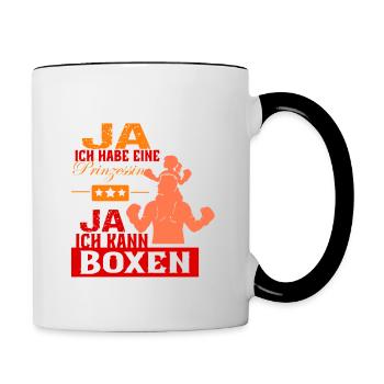 Père Fille Drôle Dire Hommes Boxe Cadeau - Mug contrasté - blanc/noir - Droite