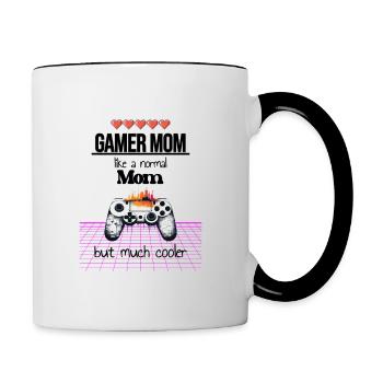 Meilleur cadeau de fête des mères maman Gamer Mom - Mug contrasté - blanc/noir - Droite