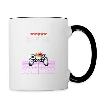 Meilleur cadeau de fête des mères maman Gamer Mom - Mug contrasté - blanc/noir - Droite