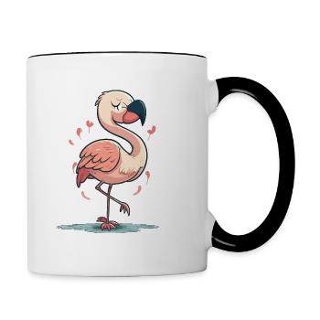 Flamingo-Spaß - Tasse zweifarbig - Weiß/Schwarz - Rechts