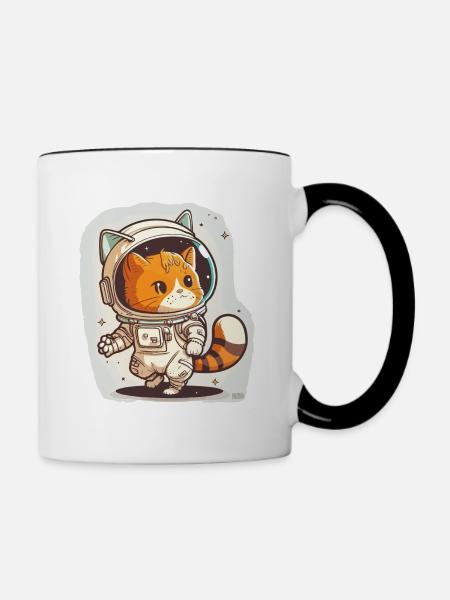 Kosmische Katze - Tasse zweifarbig - Weiß/Schwarz