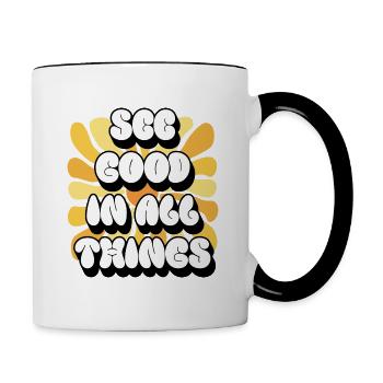 Voir le bien en toutes choses | Affirmations positives - Mug contrasté - blanc/noir - Droite