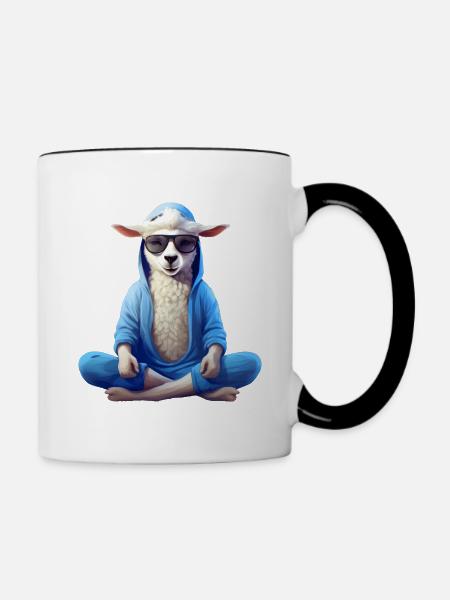 Schäfchen Yoga - Tasse zweifarbig - Weiß/Schwarz