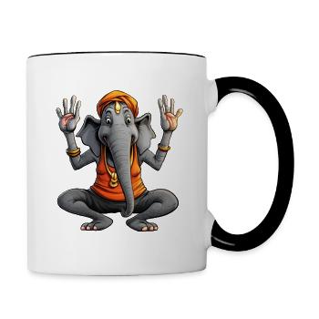 Yoga de l’éléphant - Mug contrasté - blanc/noir - Droite