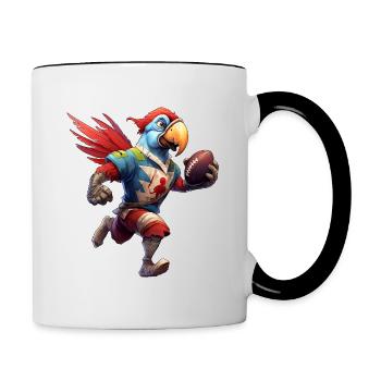 Papageien Rugby / Rugbyspieler Papagei - Tasse zweifarbig - Weiß/Schwarz - Rechts