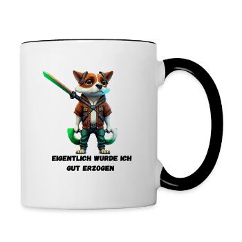 Unerwartet brav: Eigentlich gut erzogen? - Tasse zweifarbig - Weiß/Schwarz - Rechts