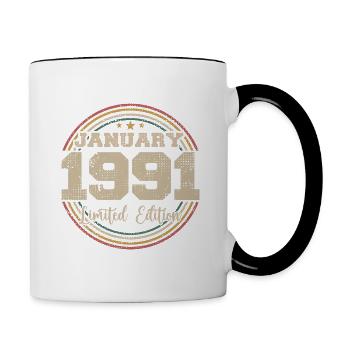 Les légendes sont nées en janvier 1991 - Mug contrasté - blanc/noir - Droite