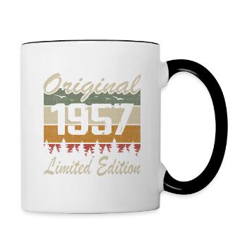 Vintage-Geburtstag Original-Geschenkidee 1957 - Tasse zweifarbig - Weiß/Schwarz - Rechts