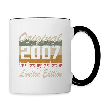 Vintage Geburtstag Original Geschenkidee 2007 - Tasse zweifarbig - Weiß/Schwarz - Rechts