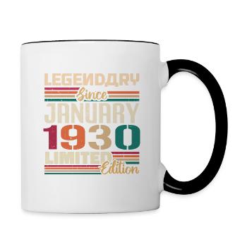Cadeau d’anniversaire né en janvier 1930 - 1930 - Mug contrasté - blanc/noir - Droite
