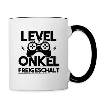 Level Onkel Freigeschalt Du Wirst Onkel - Tasse zweifarbig - Weiß/Schwarz - Rechts
