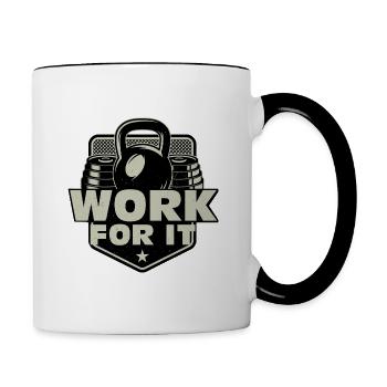 Work for it, Gym, Fitnessstudio - Tasse zweifarbig - Weiß/Schwarz - Rechts